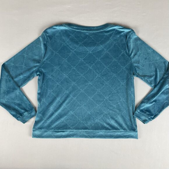 Juicy Couture Velour Lounge Wear Pajama Top Women’s Med Teal Blue Cozy Comfort - Picture 14 of 16